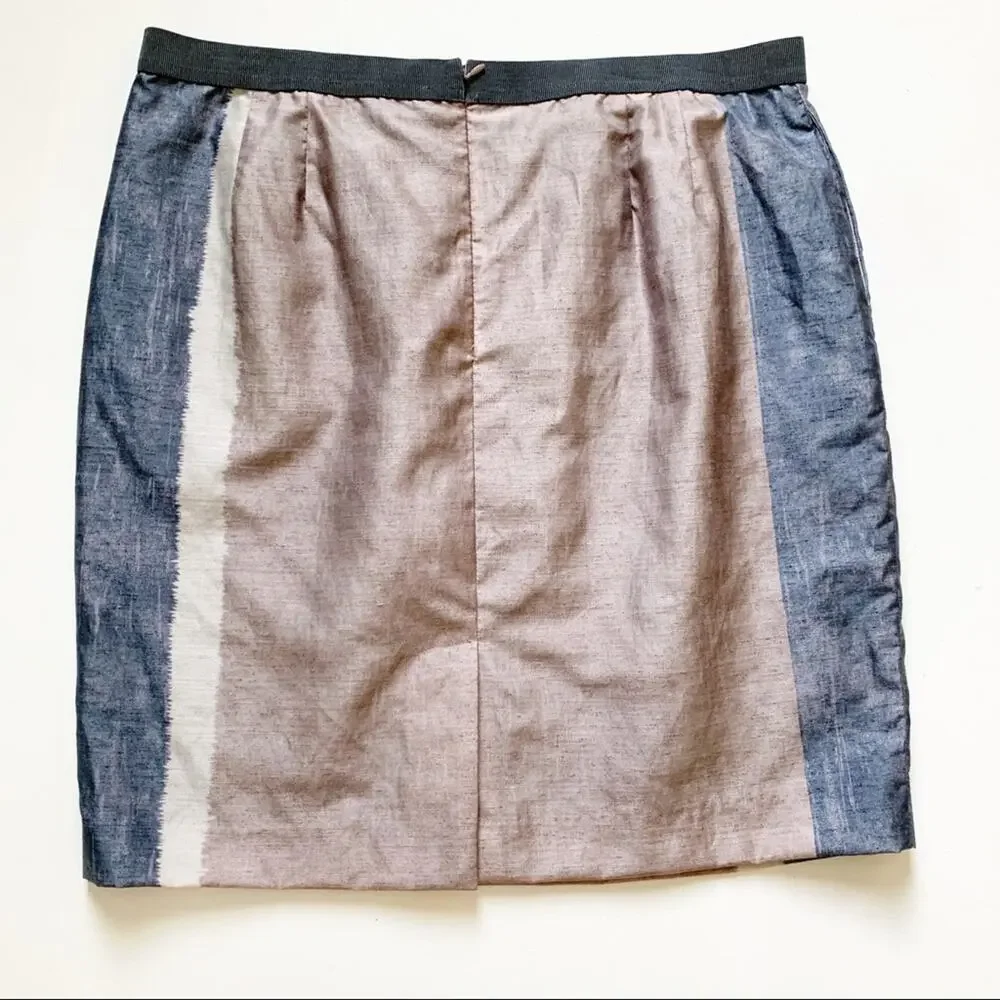 LOFT Skirt Blue Gray Taupe Colorblock Pencil Above Knee Career Skirt Size 14